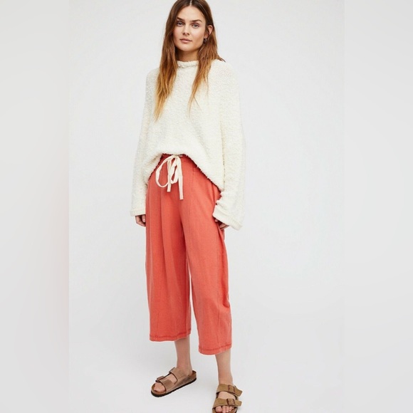 Free People Pants - Free People Intimately Wild is the Wind pant in Cayenne colour linen blend